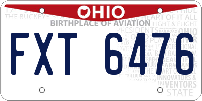 OH license plate FXT6476