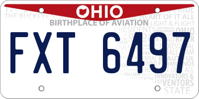OH license plate FXT6497