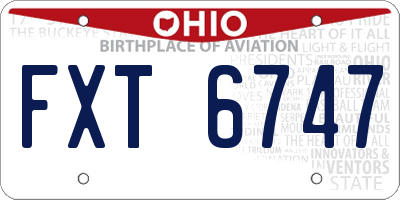 OH license plate FXT6747