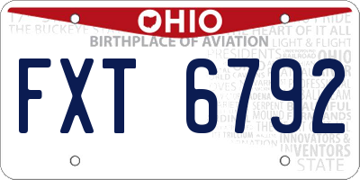 OH license plate FXT6792