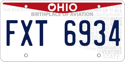 OH license plate FXT6934