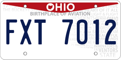 OH license plate FXT7012