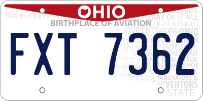 OH license plate FXT7362