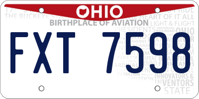 OH license plate FXT7598