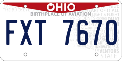 OH license plate FXT7670