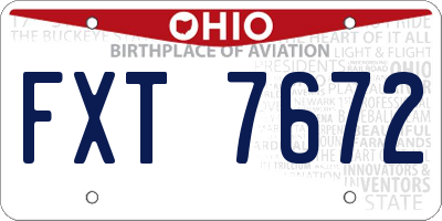 OH license plate FXT7672