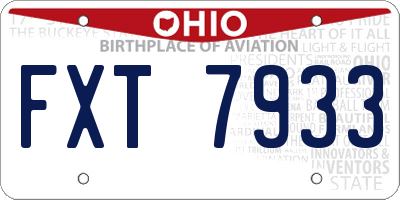 OH license plate FXT7933