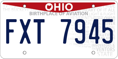 OH license plate FXT7945