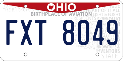 OH license plate FXT8049