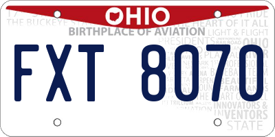 OH license plate FXT8070