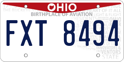 OH license plate FXT8494