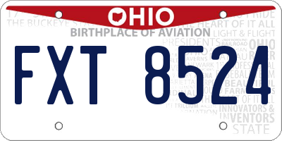 OH license plate FXT8524