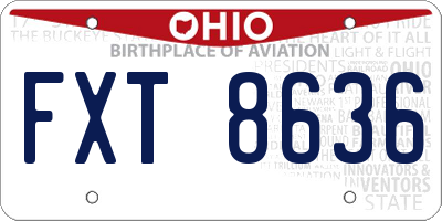 OH license plate FXT8636