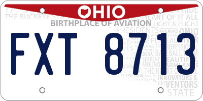 OH license plate FXT8713