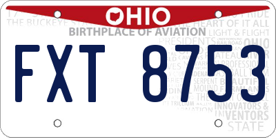OH license plate FXT8753