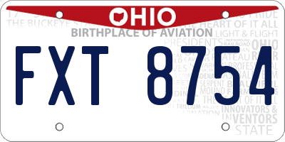 OH license plate FXT8754