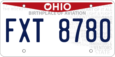 OH license plate FXT8780