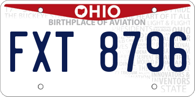 OH license plate FXT8796