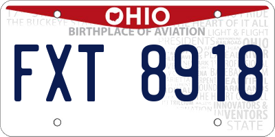 OH license plate FXT8918