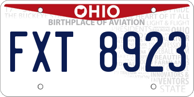 OH license plate FXT8923