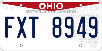 OH license plate FXT8949