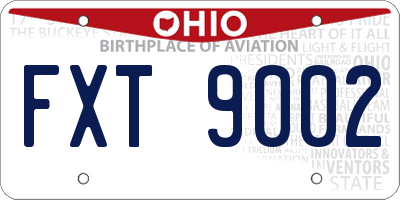 OH license plate FXT9002