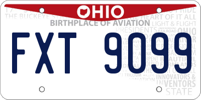 OH license plate FXT9099