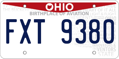 OH license plate FXT9380