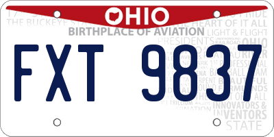 OH license plate FXT9837