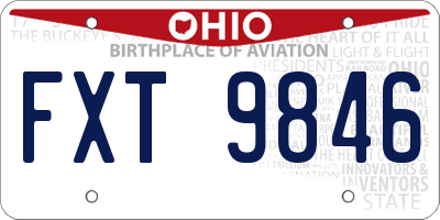 OH license plate FXT9846