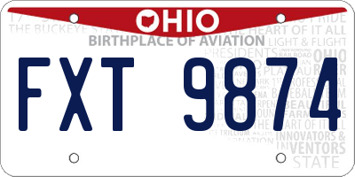 OH license plate FXT9874