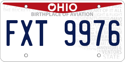 OH license plate FXT9976