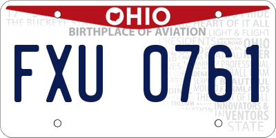 OH license plate FXU0761