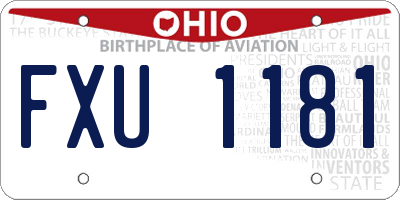 OH license plate FXU1181