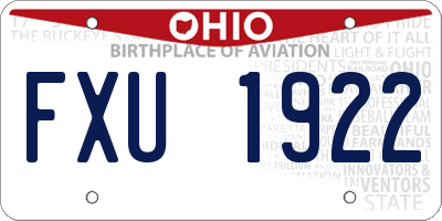 OH license plate FXU1922
