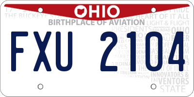 OH license plate FXU2104