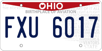 OH license plate FXU6017