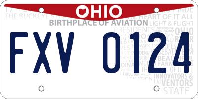 OH license plate FXV0124
