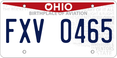 OH license plate FXV0465