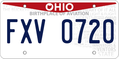 OH license plate FXV0720