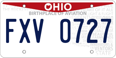 OH license plate FXV0727