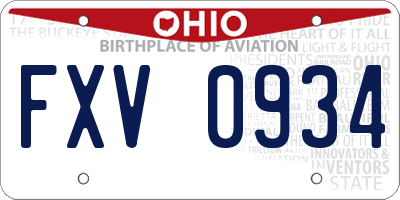 OH license plate FXV0934