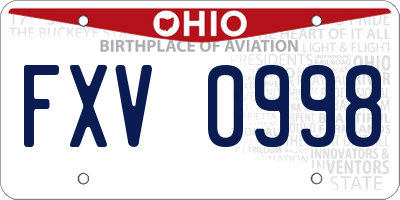 OH license plate FXV0998