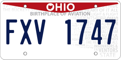 OH license plate FXV1747