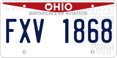 OH license plate FXV1868
