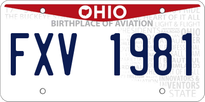 OH license plate FXV1981