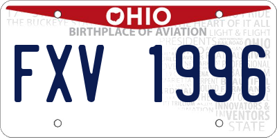 OH license plate FXV1996
