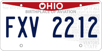 OH license plate FXV2212