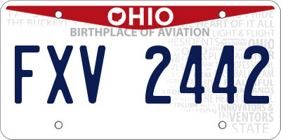 OH license plate FXV2442