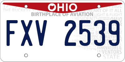 OH license plate FXV2539